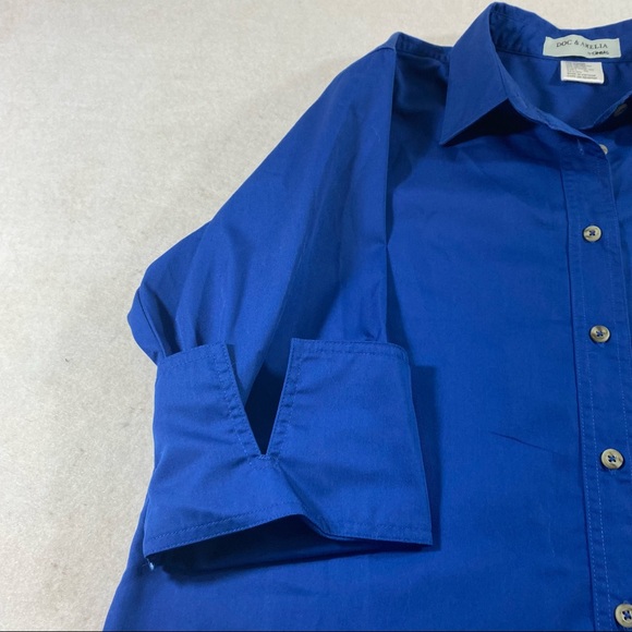BUTTON DOWN SHIRT DOC & AMELIA by CINTAS LARGE 3/4 Sleeve Woman’s Blue S… - Picture 3 of 10